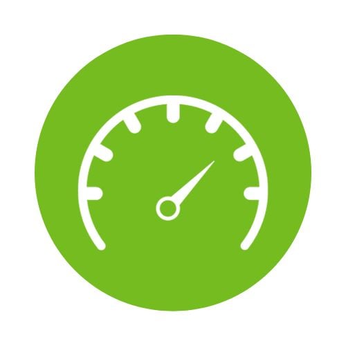 Green Circle with White Speedometer Icon