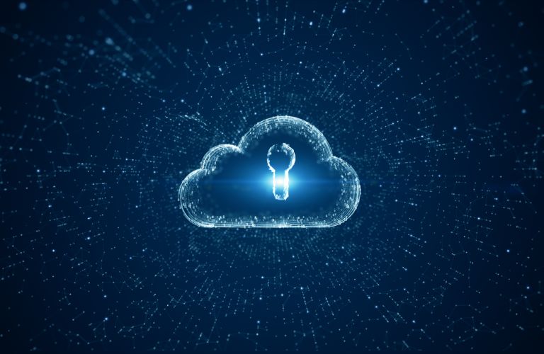 Blue Cloud with Lock Icon