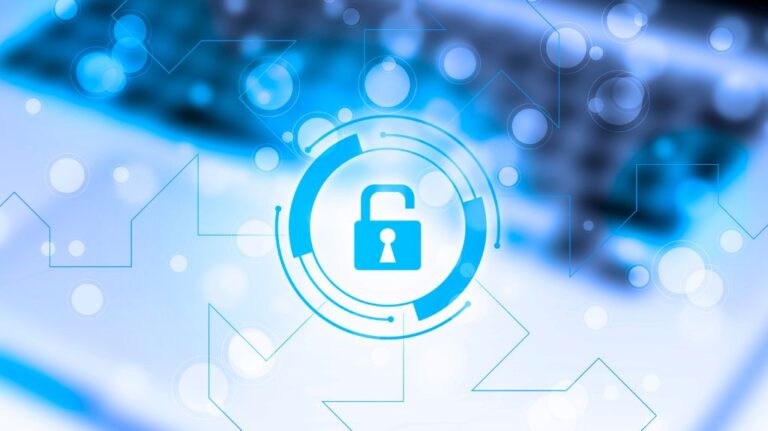 Lock Icon with Keyboard in the Background