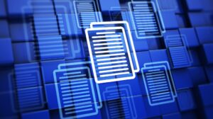 Document File Computer Graphics on Blue Background